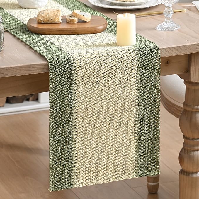 Artoid Mode Dark Green Farmhouse Rustic Paper Braided Table Runner, Seasonal by ArtoidMode