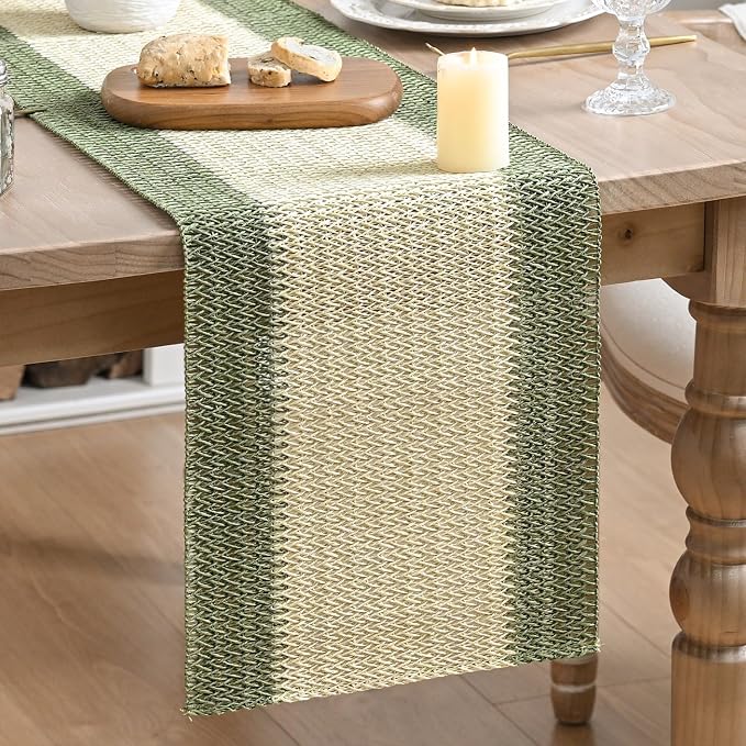 Artoid Mode Dark Green Farmhouse Rustic Paper Braided Table Runner, Seasonal by ArtoidMode