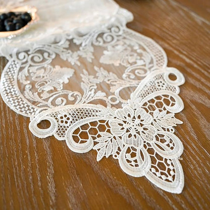 ARTABLE Off White Lace Table Runner Macrame Dresser Scarf Modern 10x47Inch | - Image 6