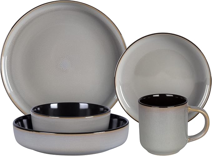 Euro-Nordic Stoneware 20pc Dinnerware Set, Reactive Glaze - Image 3