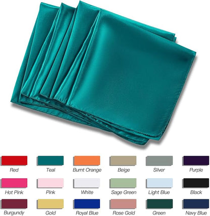 P Pothuiny 24 Pcs Teal Satin Napkins 17 x 17 Inch, Satin Cloth Napkins | Square - Image 6