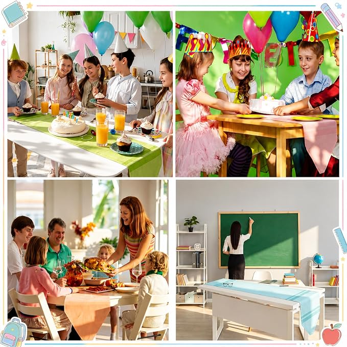 4 Pcs Pastel Crayon Table Runner 71 x 13 Inch Back to School Classroom - Image 6