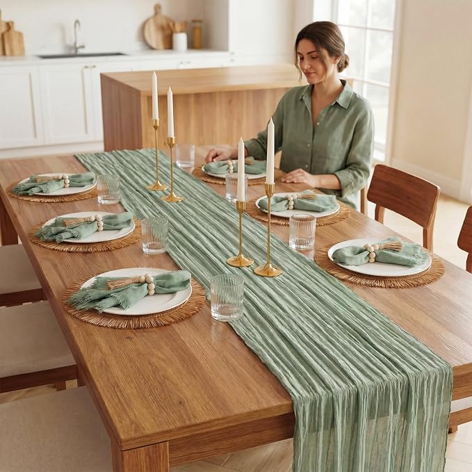 Frienda Set of 6 Boho Table Placemats Round Woven Place Mats Matching Linen - Image 6