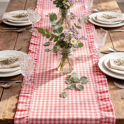 Eternal Beauty 14x72 Gingham Ruffle Table Runner - Image 2
