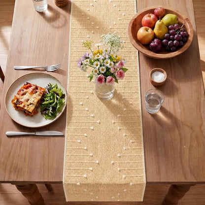 Artoid Mode Burlap Brown Farmhouse Rustic Cotton Woven Table Runner, Seasonal - Image 4