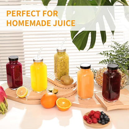 Glxgow 8 Pack 16 OZ Glass Juice Bottles - Image 6
