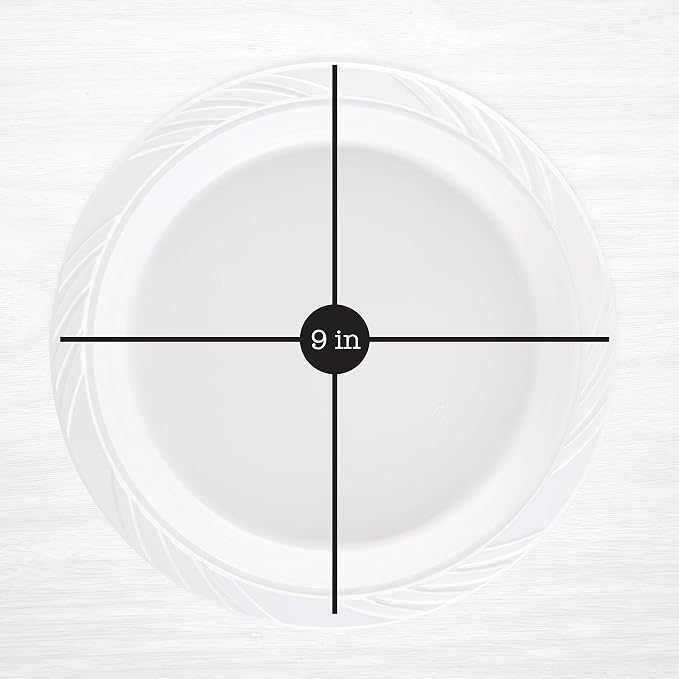 100 Count Disposable 9 Inch White Plastic Dinner Plates large - Image 2