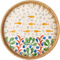Round Rattan Tray with Mother of Pearl Inlay, Decorative Wicker Serving Tray by Unknown