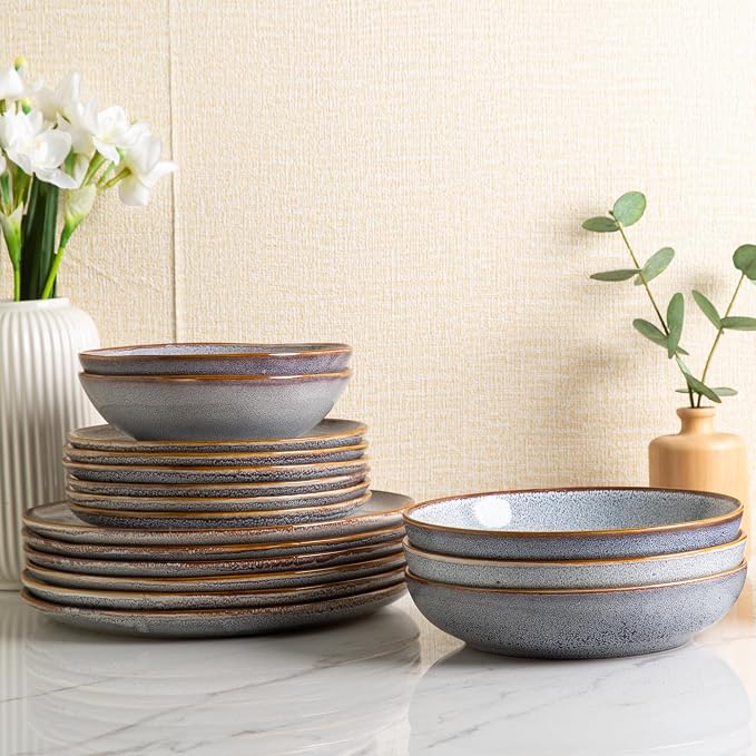 AmorArc 8.5'' Large Pasta Bowls, 36oz Ceramic Salad Serving Bowls Set of 6 - Image 7