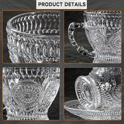 Glass Teacups and Saucers Set of 6, Vintage Coffee Mugs - Image 8