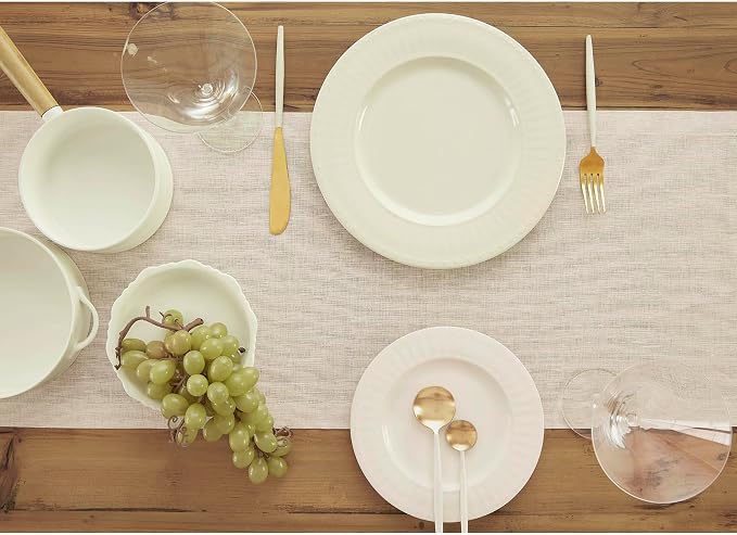 Solino Home 100% Pure Linen Table Runner Natural Long, Athena 14 x 132 in | - Image 3