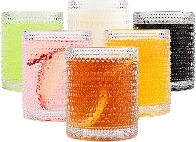 ZMOWIPDL Drinking Glasses Set of 6, 12oz Clear Hobnail Glass Cups | Vintage by ZMOWIPDL