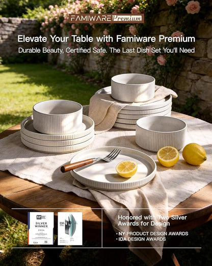 Ceramic Plates & Bowls Sets for 6, Handmade Reactive Glaze | Matte White - Image 8
