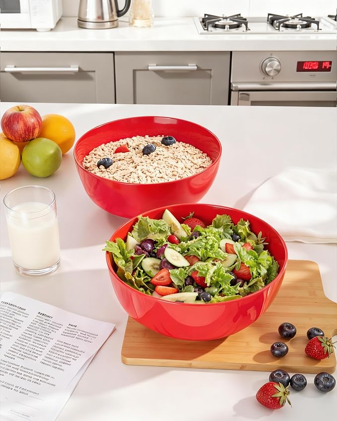 8 Pack Red Serving Bowls for Pool Party | 128oz Heavy Duty Disposable Plastic - Image 6