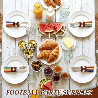 FoldTier 300 Pcs Football Paper Napkin Rings Bulk Disposable Sports Napkin - Image 6
