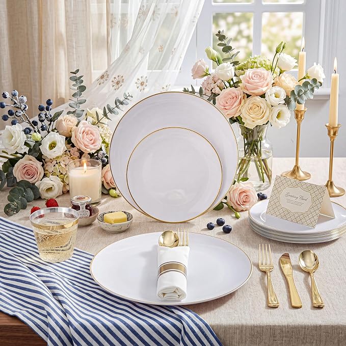 KIRE 200PCS Gold Plastic Plates - Image 8