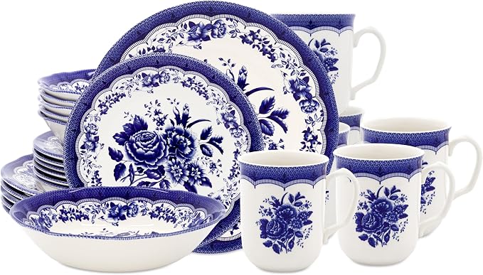 Tudor Royal 24-Piece Porcelain Round Dinnerware Set, Service by TudorEngland