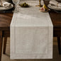 100% Pure French Linen Table Runner 90 Inches Long, Natural Hemstitch Tablecloth by KINGSTONE