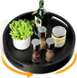 Lazy Susan Organizer Homerays 12 Inch Non-Skid Bamboo Lazy Susan for Kitchen Rotating Spice Rack with Handles, Wood Turntable for Kitchen Cabinet,Countertop (Black, Medium)