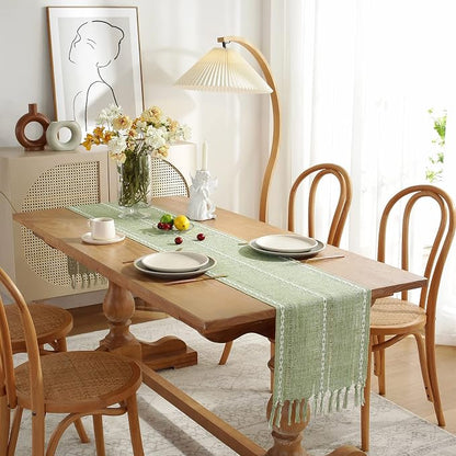 Rustic Boho Table Runner, Linen Table Runner, Farmhouse Table Runners 48 Inches - Image 3