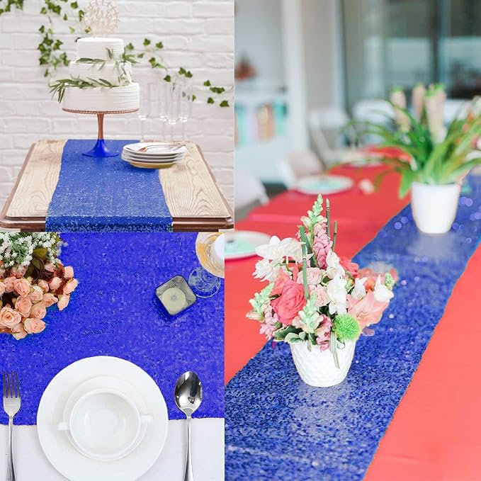 12 Packs 12 X 72 Inch Sequin Table Runner Glitter Dining Table Runner - Image 9