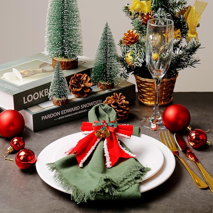 wonlex Christmas Napkin Rings Set of 6, Butterfly Handmade Napkin Ring Table - Image 5