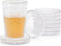 Vintage Glass Coasters, GOH DODD Set of 8 Crystal Coasters Tabletop Protection for Drinks, Home Decor, Kitchen, Living Room, Patio, Wedding, Party, Housewarming Gifts, Clear