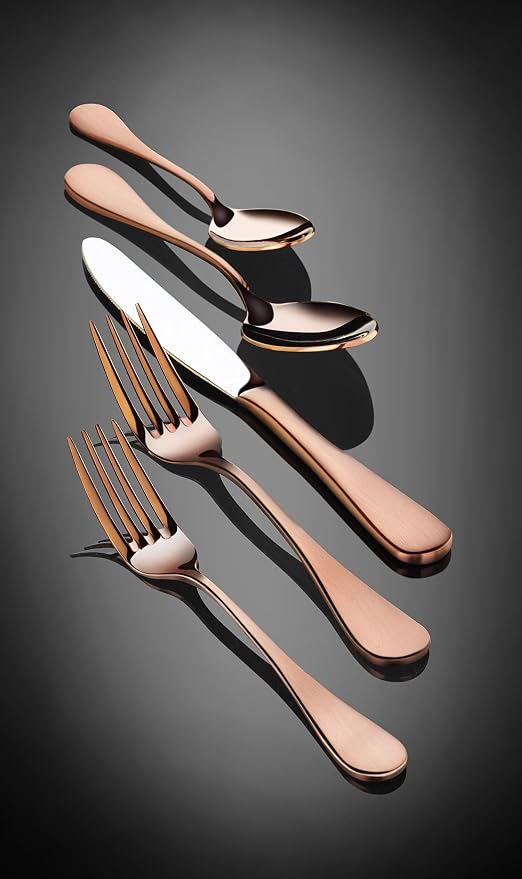 Artaste 56891 Rain 18/10 Stainless Steel Flatware 36-Piece Set, Copper Finish - Image 4