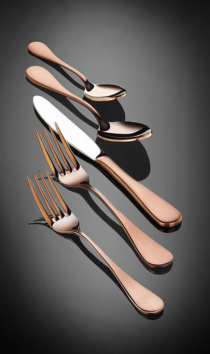 Artaste 56891 Rain 18/10 Stainless Steel Flatware 36-Piece Set, Copper Finish - Image 4