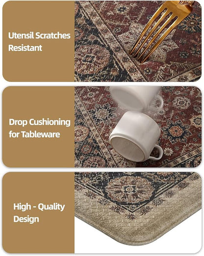 Color&Geometry Anti Fatigue Kitchen Mats for Floor 24x87, Vintage Decor, Easy Clean, Waterproof & Oil Proof, 0.4" Thick Cushioned, Non-Slip Kitchen Runner Rug for Sink, Laundry, Office, Deep Russet