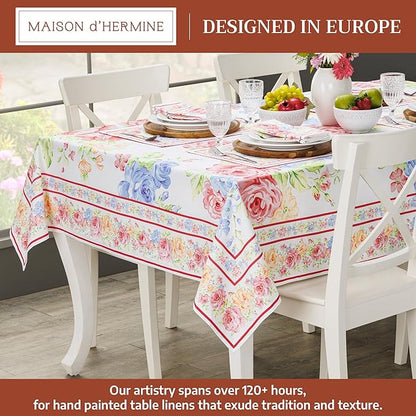 Maison d' Hermine Table Cloth Rectangle Table 100% Cotton 54 x 72 Inches Tablecloth Reusable Decorative for Dining Room Farmhouse Home Valentines Day Decorations Spring Summer - Vintage Floral