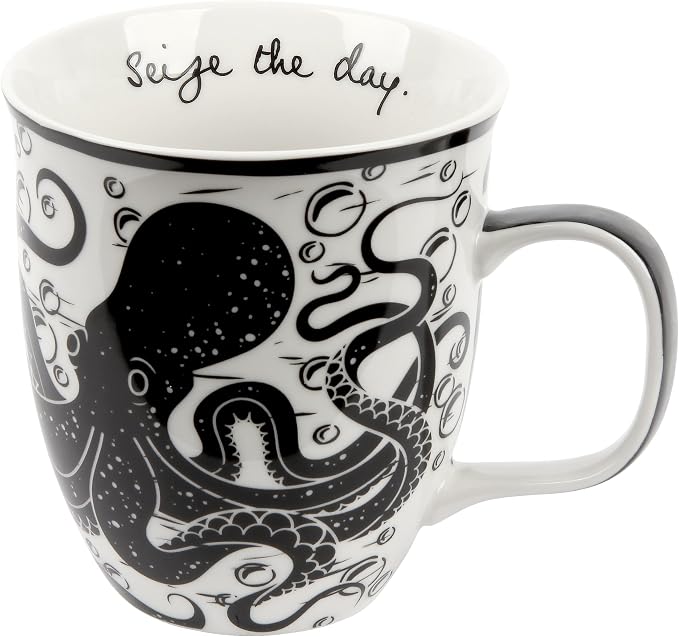 Karma Gifts 14 oz Black and White Boho Mug Octopus by KarmaGifts