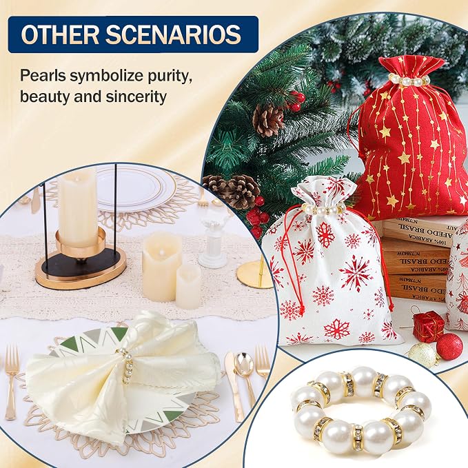 Gold Napkin Rings 20Pcs, Imitation Pearl Napkin Rings Napkin Holder, Elegant - Image 6