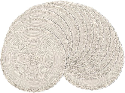SHACOS 15 inch Round Braided Placemats Set of 12 by SHACOS
