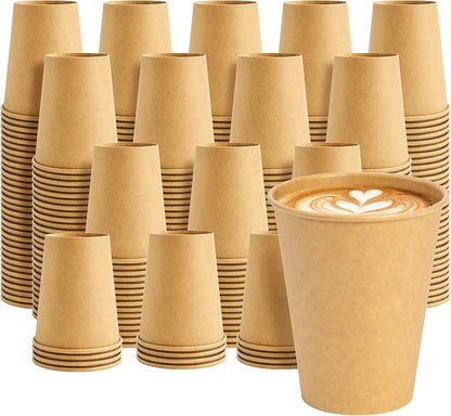 8 oz 500 pack Coffee Cups, Disposable Paper Cups, Sturdy Kraft Leak-Proof by PACKINNO