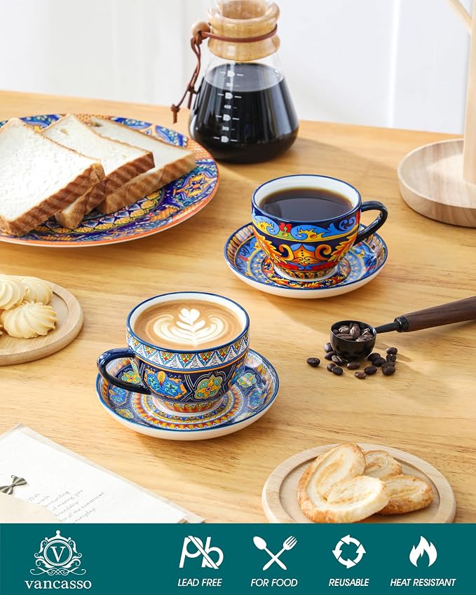 vancasso 8oz Porcelain Cappuccino Cups - Image 5