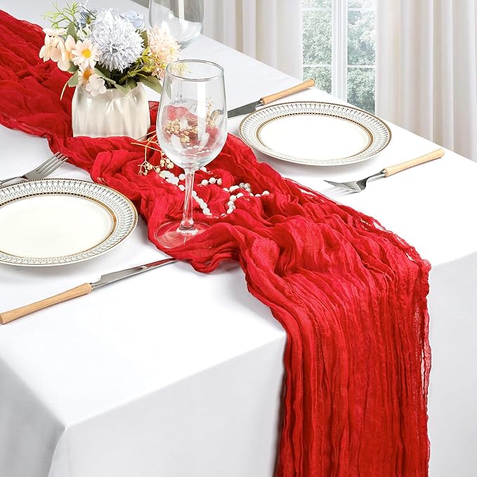 12 Pack Red Cheesecloth Table Runner 17 x 108 Inch | Boho Gauze Cheese Cloth - Image 3