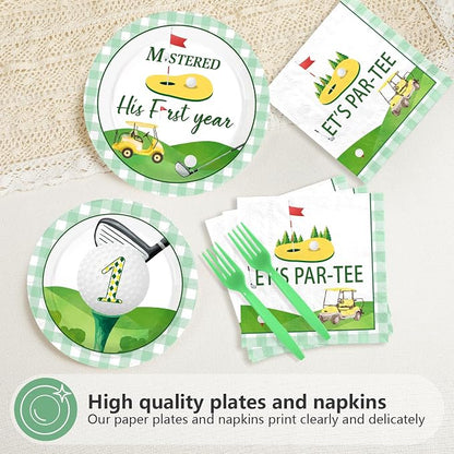 96Pcs His First Year Golf Party Decorations, Serves 24 | Golf Plates and - Image 3