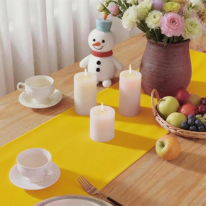 Yellow Table Runner, Waterproof Washable Runners 72 Inches Long | Reusable - Image 6