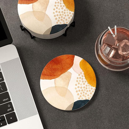 Coasters for Drinks, Kitchen Home Decor Housewarming Gift, Round 4 in - Image 6