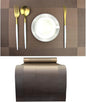PIGCHCY Elegant Placemats with Matching Table Runner,Durable Cleaning Placemats for Dining Table Sets(6pcs Round Placemats+1pcs Table Runner, Chocolate Brown)