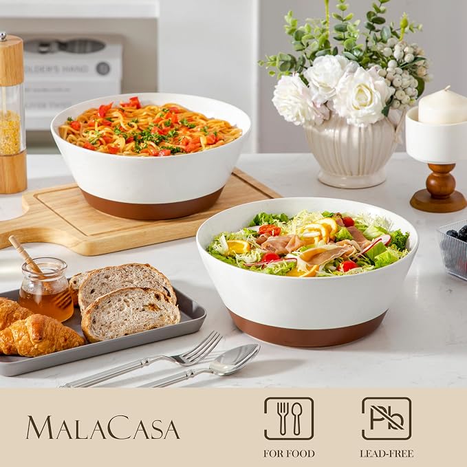 MALACASA Serving Bowls, 105oz Large Salad Bowls - Image 4