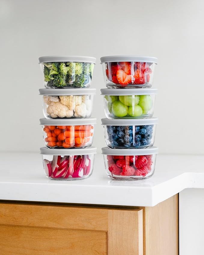 16-Piece Glass Food Storage Containers Set | 1-Cup, Leakproof | Microwave - Image 2