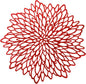 Snowkingdom 12 Pack Red Placemats Metallic Shiny Pressed Vinyl Dining Mats Round Leaf Floral Table Decoration for Halloween Mother's Day Christmas Valentine's Day Weddings Holiday Celebrations