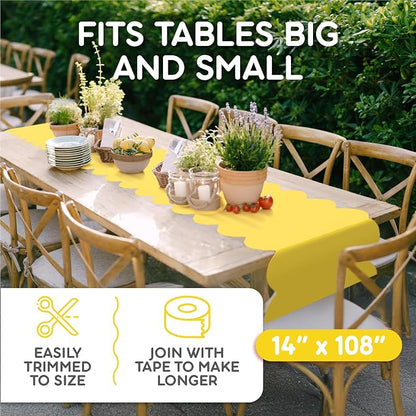 Yellow Scallop Table Runner, Disposable Plastic, 5 Pack - Image 4