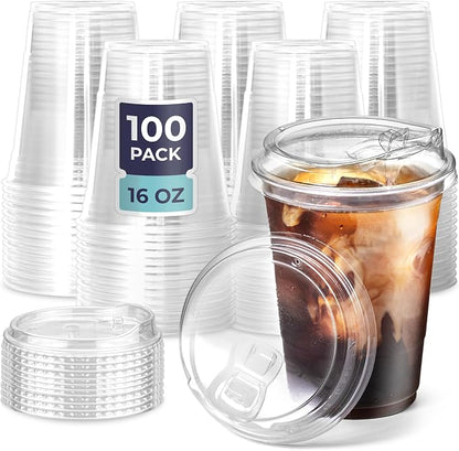 Fit Meal Prep 100 Pack 16 oz Clear Plastic Cups by FMPBRANDS