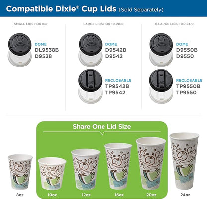 Dixie PerfecTouch 12 oz Paper Coffee Cup and Lids By GP PRO, Coffee Haze Design - Image 4