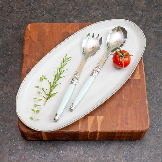 Jean Dubost Salad Servers, Turquoise Handles - Image 6