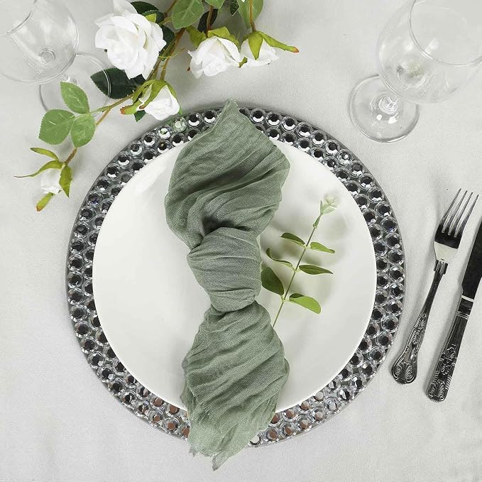 Efavormart 5 Pack 24"x19" Dusty Sage Matte Gauze Cheesecloth Napkins, Soft - Image 7