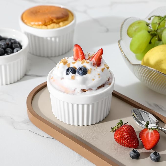 MALACASA Ramekins 6 oz Oven Safe, Porcelain Creme Brulee Ramekins Pudding - Image 6